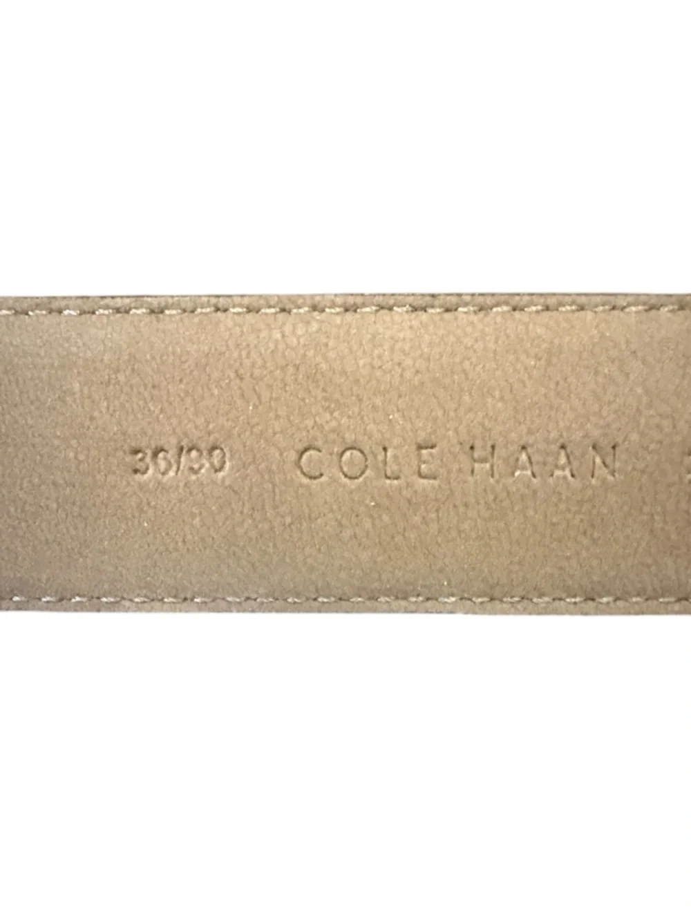 Cole Haan Smooth Brown Leather Belt Silver Buckle Classic Dress Casual Preppy 36